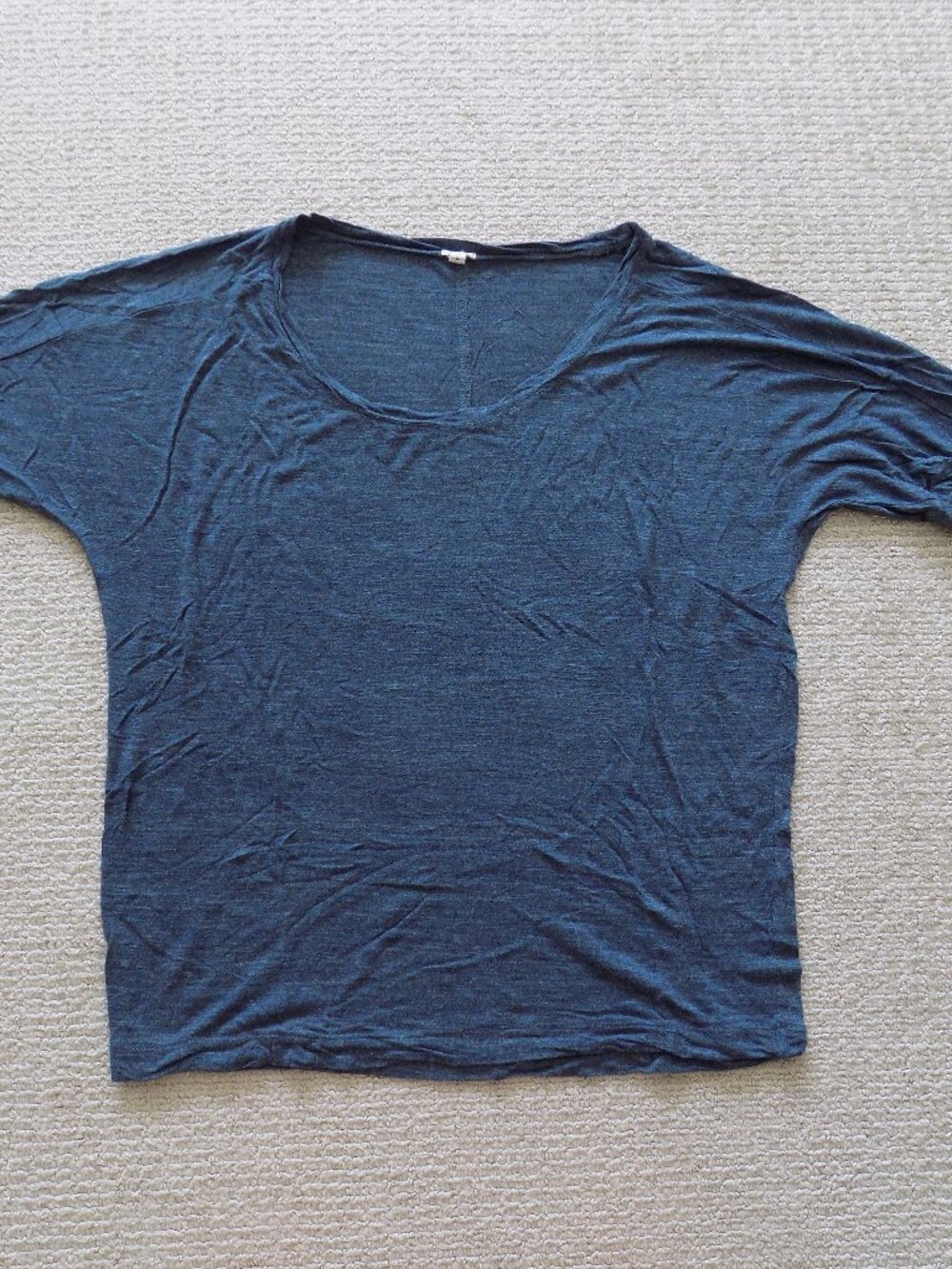 WOMENS J. CREW JCREW SZ SMALL SCOOP NECK SHORT SLEEVE SHIRT TOP BLUE